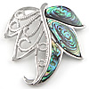 Abalone Shell Pendants, Brass, with Abalone Shell, Leaf, platinum color plated Approx 4mm 