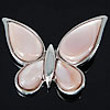 Латунная подвеска с раковиной, Латунь, с Розовая ракушка, бабочка, Платиновое покрытие платиновым цвет отверстие:Приблизительно 3mm, продается PC