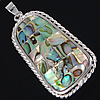 Abalone Shell Pendants, Brass, with Abalone Shell, Trapezium, platinum color plated, mosaic & single-sided Approx 