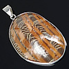 Trumpet Shell Pendant, Brass, with Trumpet Shell, Flat Oval, platinum color plated Approx 