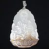 Brass Shell Pendants, with White Shell, Guanyin, platinum color plated Approx 4mm 