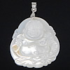 Brass Shell Pendants, with White Shell, Buddha, platinum color plated Approx 4mm 
