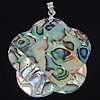 Brass Shell Pendants, with Abalone Shell, Flower, platinum color plated, mosaic & single-sided Approx 4mm 