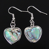 Abalone Shell Earring, Brass, with Abalone Shell, Heart, platinum color plated .57 Inch 