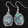 Abalone Shell Earring, Brass, with Abalone Shell, Flat Oval, platinum color plated .6 Inch 