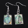 Abalone Shell Earring, Brass, with Abalone Shell, Rectangle, platinum color plated .88 Inch 