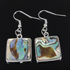 Abalone Shell Earring, Brass, with Abalone Shell, Square, platinum color plated .65 Inch 