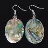 Abalone Shell Earring, Brass, with Abalone Shell, Flat Oval, platinum color plated .1 Inch 