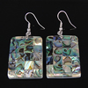 Abalone Shell Earring, Brass, with Abalone Shell, Rectangle, platinum color plated, mosaic .1 Inch 