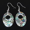 Abalone Shell Earring, Brass, with Abalone Shell, Flat Oval, platinum color plated, mosaic .16 Inch 