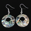 Abalone Shell Earring, Brass, with Abalone Shell, Flat Round, platinum color plated, mosaic .9 Inch 