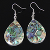 Abalone Shell Earring, Brass, with Abalone Shell, Teardrop, platinum color plated, mosaic .16 Inch 
