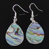 Abalone Shell Earring, Brass, with Abalone Shell, Teardrop, platinum color plated .9 Inch 