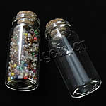 Glass Bead Container, with wood stopper, Tube, transparent 
