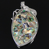 Abalone Shell Pendants, Brass, with Abalone Shell, Horse Eye, platinum color plated, mosaic Approx 4mm 