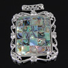 Abalone Shell Pendants, Brass, with Abalone Shell, Rectangle, platinum color plated, mosaic Approx 4mm 