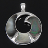Black Shell Pendant, Brass, with Black Shell, Donut, platinum color plated Approx 