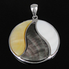 Brass Shell Pendants, with Shell, Flat Round Approx 