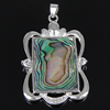 Abalone Shell Pendants, Brass, with Abalone Shell, Rectangle, platinum color plated Approx 4.5mm 