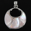 Brass Shell Pendants, with Pink Shell, Donut Approx 3.5mm 