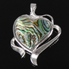 Abalone Shell Pendants, Brass, with Abalone Shell, Heart, platinum color plated Approx 3mm 