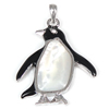 Brass Shell Pendants, with Shell, Penguin, platinum color plated, with rhinestone Approx 