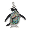 Abalone Shell Pendants, Brass, with Abalone Shell, Penguin, platinum color plated, enamel Approx 
