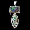 Abalone Shell Pendants, Brass, with Abalone Shell, Horse Eye, platinum color plated Approx 