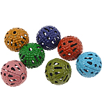 Iron Hollow Beads, Round, stoving varnish, mixed colors, 8mm Approx 0.5mm 