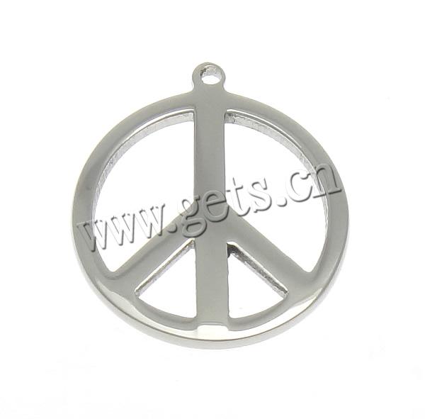 Tag en acier inoxydable, Logo de la paix, Personnalisé, couleur originale, 18x18x1.5mm, Trou:Environ 1.5mm, Vendu par PC