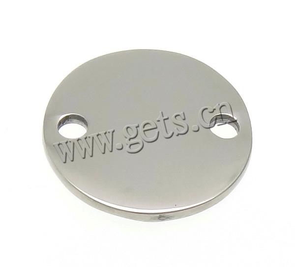 Stainless Steel Charm Connector, Flat Round, Customized & 1/1 loop, original color, 13x13x1mm, Hole:Approx 1.5mm, Sold By PC
