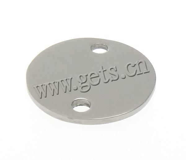 Stainless Steel Charm Connector, Flat Round, Customized & 1/1 loop, original color, 13x13x1mm, Hole:Approx 1.5mm, Sold By PC
