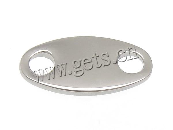 Stainless Steel Connector Bar, Flat Oval, Customized & 1/1 loop, original color, 12x6x1mm, Hole:Approx 2.5mm, Sold By PC