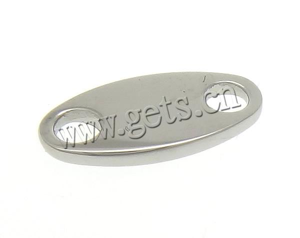 Stainless Steel Connector Bar, Flat Oval, Customized & 1/1 loop, original color, 12x6x1mm, Hole:Approx 2.5mm, Sold By PC