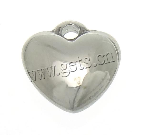 Encantos de etiqueta de acero inoxidable, Corazón, Modificado para requisitos particulares, color original, 8x8x3mm, agujero:aproximado 1mm, Vendido por UD