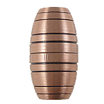 Brass Magnetic Clasp, oval, with circle stripe pattern, copper color plated, 12x22mm, Hole:Approx 6MM, Sold by PC