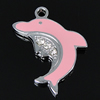 Zinc Alloy Enamel Pendants, Dolphin, plated, with rhinestone Approx 1.5mm 