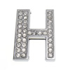 Zinc Alloy Letter Slide Charm, Letter H, platinum color plated, with rhinestone, lead & nickel free Approx 