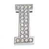 Zinc Alloy Letter Slide Charm, Letter I, platinum color plated, with rhinestone, lead & nickel free Approx 