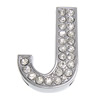 Zinc Alloy Letter Slide Charm, Letter J, platinum color plated, with rhinestone, platinum color, lead & nickel free Approx 