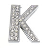 Zinc Alloy Letter Slide Charm, Letter K, platinum color plated, with rhinestone, platinum color, lead & nickel free Approx 