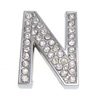 Zinc Alloy Letter Slide Charm, Letter N, platinum color plated, with rhinestone Approx 