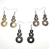 Black Shell Earring, with Brass, platinum color plated 