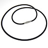 Kautschuk Halsband  , Gummi, Edelstahl 316L Magnetverschluss, schwarz, 3mm, Länge:18 ZollInch, verkauft von Strang