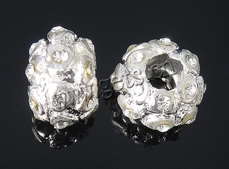 Rhinestone Zinc Alloy European Beads, Drum, plated, more colors for choice, 8x12mm, Hole:Approx 5mm, Sold By PC