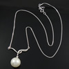 Sterling Silver Pearl Necklace, 925 Sterling Silver, with Freshwater Pearl, platinum plated, box chain 11.5mm, 0.8mm Approx 16.5 Inch 