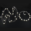 Conjuntos de joya de perla de agua dulce de plata , plata de ley 925, pulsera & collar, con Perlas cultivadas de agua dulce, chapado en platina real, cadena de la bola & 2-sarta, 6-6.5mm, longitud:16.5 Inch, 7 Inch, 2Strandsfilamento/Set, Vendido por Set