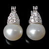 Sterling Silver Pearl Drop Earring, 925 Sterling Silver, with Freshwater Pearl, Calabash, plated, with rhinestone 