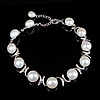 Pearl Sterling Silver Bracelets, 925 Sterling Silver, with Freshwater Pearl, platinum plated Approx 7.2 Inch 