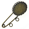 Iron Brooch Findings, with brass setting, Flat Oval, plated, with loop 26mm, 25mm Approx 4mm, Inner Approx 25mm 